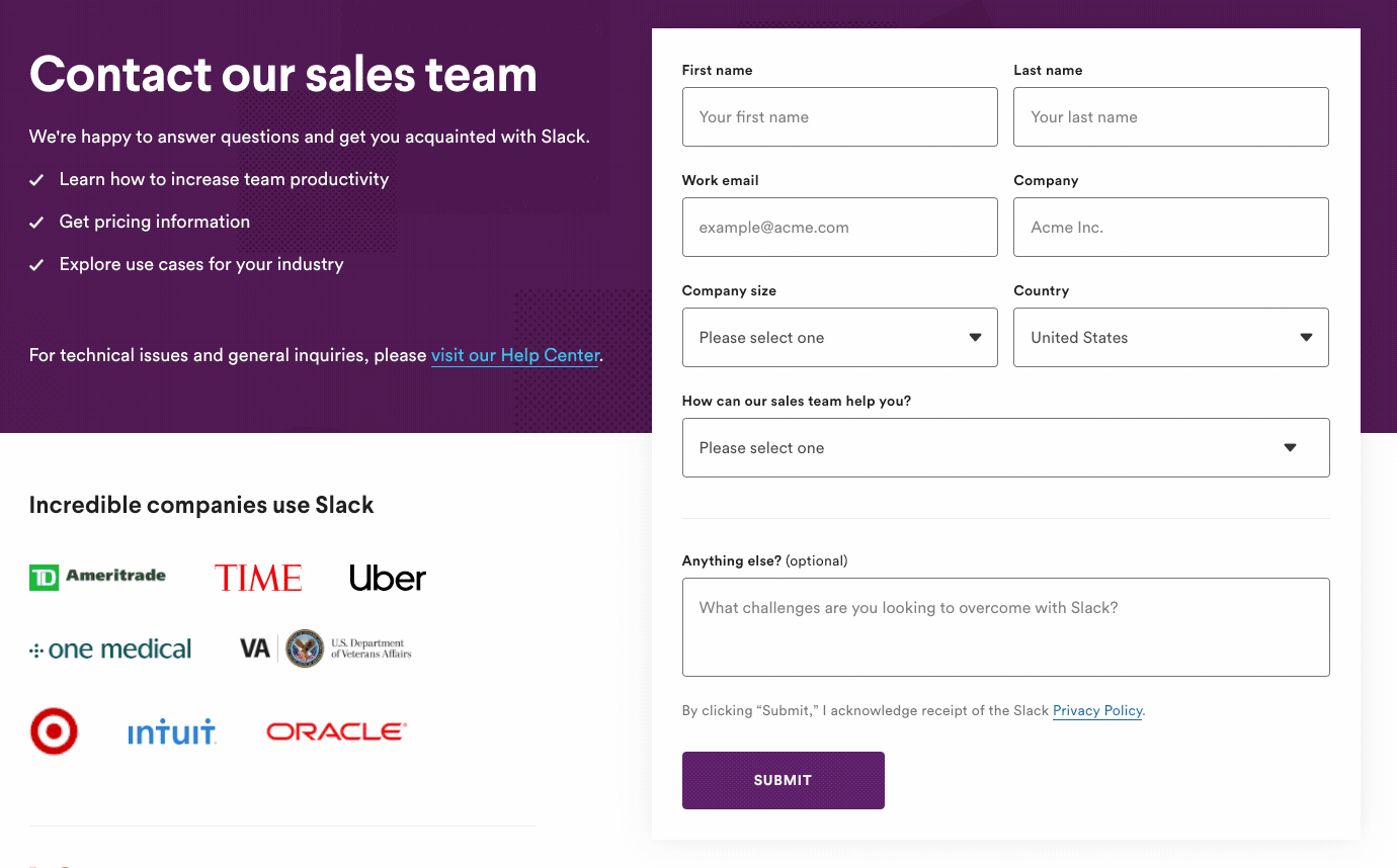 Success State for Contact Sales Form