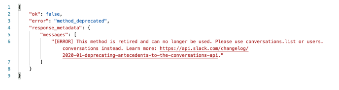 Longer-form error messages in Slack API