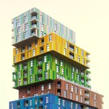 building looks like containers stacked on top of each others