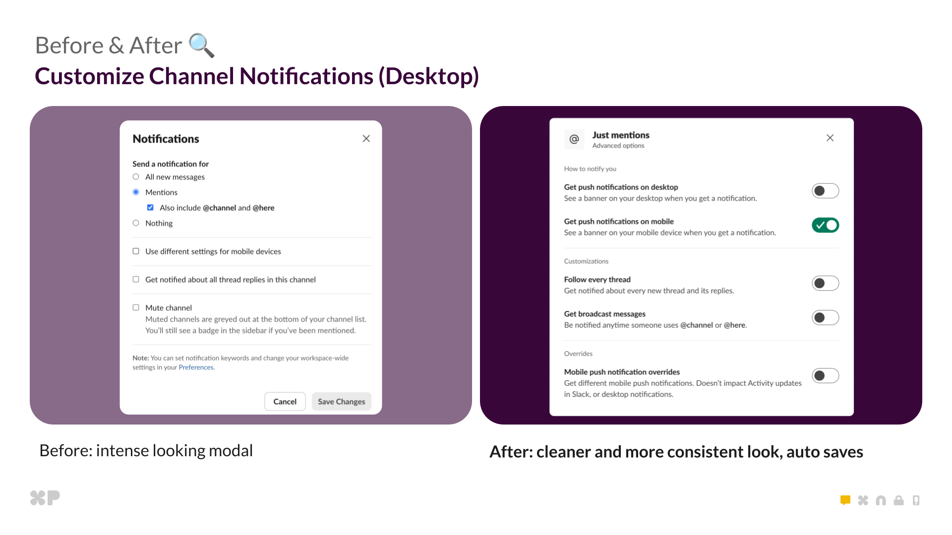Cleaner, more consistent modal with auto-save behavior.